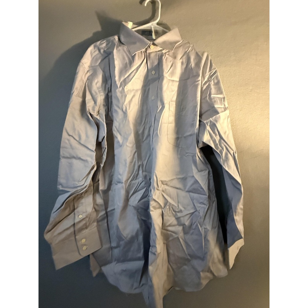 Paul Fredrick Dress Shirt Mens 3XL 34/35 Gray Solid Cotton Long Sleeve Custom